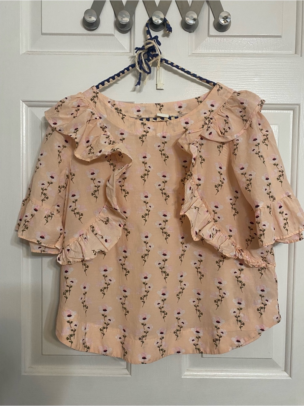GAP Peach Floral Ruffle Blouse